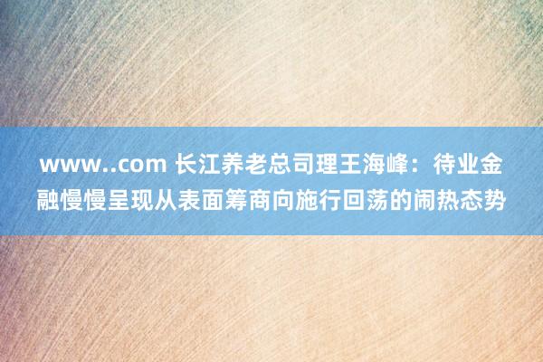 www..com 长江养老总司理王海峰：待业金融慢慢呈现从表面筹商向施行回荡的闹热态势