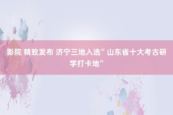 影院 精致发布 济宁三地入选”山东省十大考古研学打卡地”