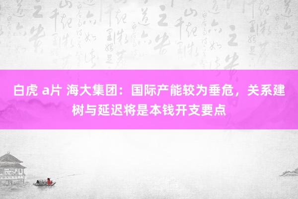 白虎 a片 海大集团：国际产能较为垂危，关系建树与延迟将是本钱开支要点