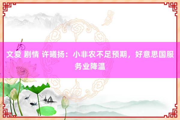 文爱 剧情 许曦扬：小非农不足预期，好意思国服务业降温