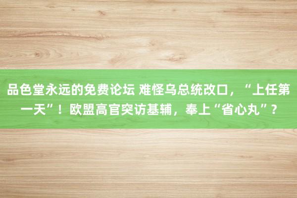 品色堂永远的免费论坛 难怪乌总统改口，“上任第一天”！欧盟高官突访基辅，奉上“省心丸”？
