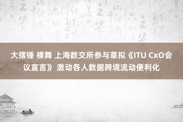 大摆锤 裸舞 上海数交所参与草拟《ITU CxO会议宣言》 激动各人数据跨境流动便利化