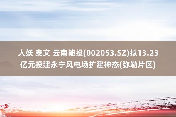 人妖 泰文 云南能投(002053.SZ)拟13.23亿元投建永宁风电场扩建神态(弥勒片区)