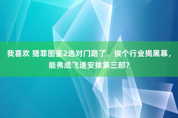 我喜欢 猎罪图鉴2选对门路了，挨个行业揭黑幕，能弗成飞速安排第三部？