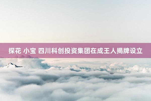 探花 小宝 四川科创投资集团在成王人揭牌设立