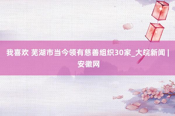 我喜欢 芜湖市当今领有慈善组织30家_大皖新闻 | 安徽网