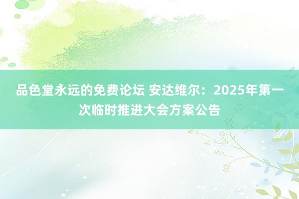 品色堂永远的免费论坛 安达维尔：2025年第一次临时推进大会方案公告