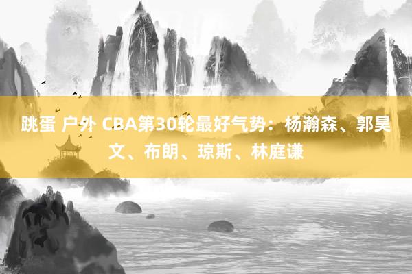跳蛋 户外 CBA第30轮最好气势：杨瀚森、郭昊文、布朗、琼斯、林庭谦