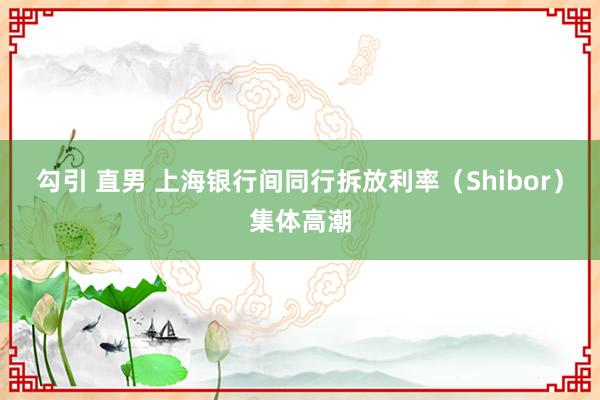 勾引 直男 上海银行间同行拆放利率（Shibor）集体高潮