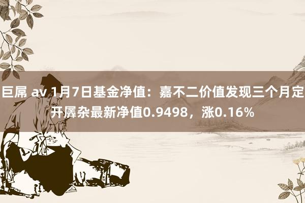 巨屌 av 1月7日基金净值：嘉不二价值发现三个月定开羼杂最新净值0.9498，涨0.16%