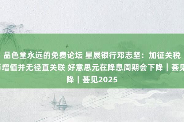 品色堂永远的免费论坛 星展银行邓志坚：加征关税对货币增值并无径直关联 好意思元在降息周期会下降｜荟见2025